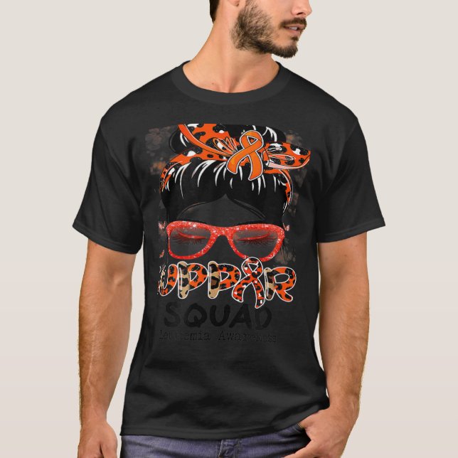 Support Squad Messy Bun Butterfly Orange Ribbon Le T-Shirt (Front)