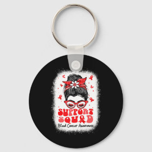 Support Squad Messy Bun Butterfly Red Ribbon Blood Keychain
