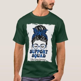 Support Squad Messy Bun Colon Colourectal Awarenes T-Shirt