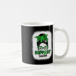Support Squad Messy Bun Green Ribbon Kidney Diseas Coffee Mug