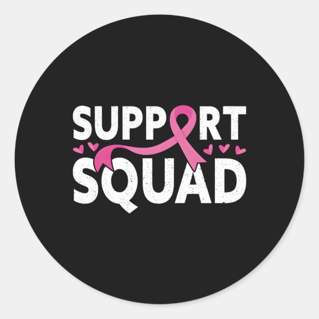 Support Squad Messy Bun K Warrior Breast Cancer Aw Classic Round Sticker (Front)