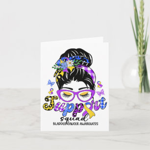 Support Squad Messy Bun Leopard Bladder Cancer Awa Card