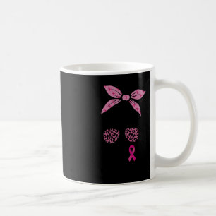 Support Squad Messy Bun Leopard Pink Breast Cancer Coffee Mug
