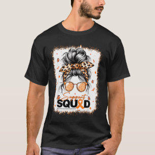 Support Squad Messy Bun Orange Ribbon Ms Awareness T-Shirt