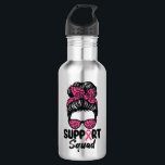 Support Squad Messy Bun Pink Warrior Breast Cancer 532 Ml Water Bottle<br><div class="desc">Support Squad Messy Bun Pink Warrior Breast Cancer</div>