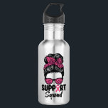 Support Squad Messy Bun Pink Warrior Breast Cancer 532 Ml Water Bottle<br><div class="desc">Support Squad Messy Bun Pink Warrior Breast Cancer</div>
