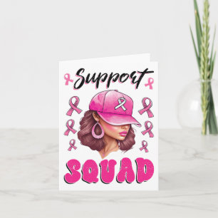 Support Squad Messy Bun Pink Warrior Breast Cancer Card