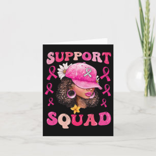 Support Squad Messy Bun Pink Warrior Breast Cancer Card