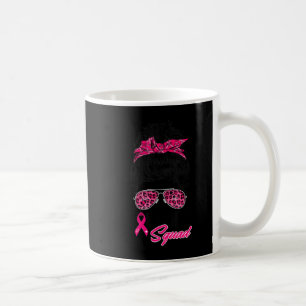 Support Squad Messy Bun Pink Warrior Breast Cancer Coffee Mug