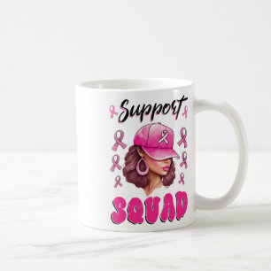 Support Squad Messy Bun Pink Warrior Breast Cancer Coffee Mug