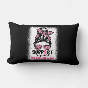 Support Squad Messy Bun Pink Warrior Breast Cancer Lumbar Pillow