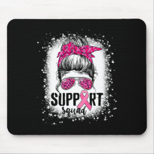 Support Squad Messy Bun Pink Warrior Breast Cancer Mouse Pad