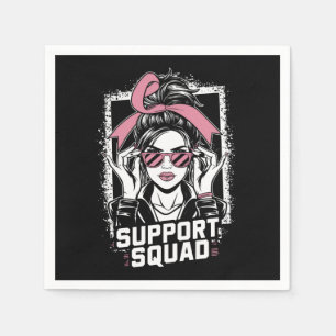 Support Squad Messy Bun Pink Warrior Breast Cancer Napkin
