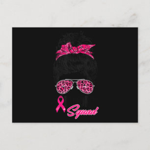 Support Squad Messy Bun Pink Warrior Breast Cancer Postcard