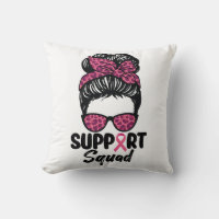 Support Squad Messy Bun Pink Warrior Breast Cancer