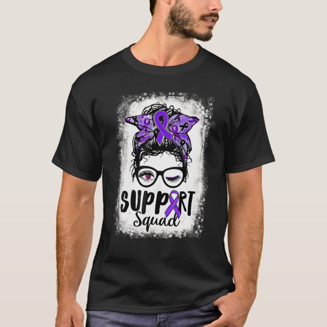 Support Squad Messy Bun Purple Lupus Awareness Lup T-Shirt (Front)