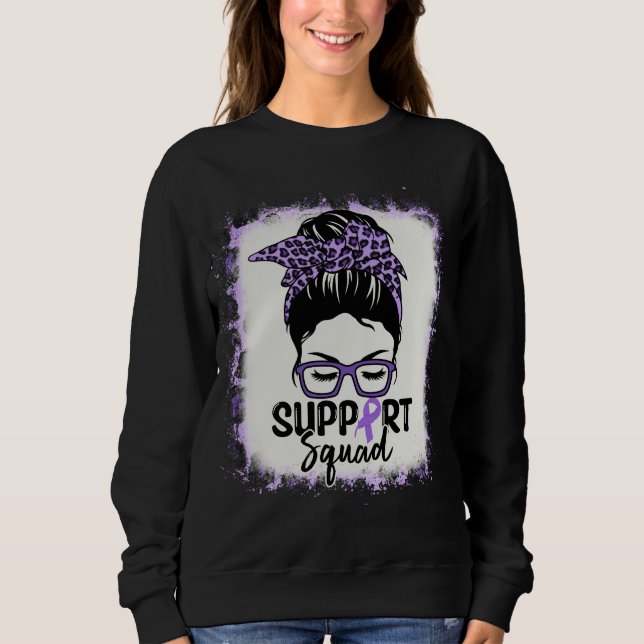 Support Squad Messy Bun Purple Lupus Awareness Sweatshirt (Front)