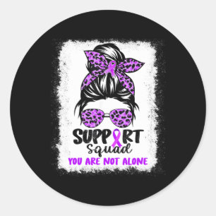 Support Squad Messy Bun Purple Warrior Alzheimer A Classic Round Sticker