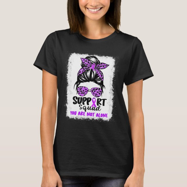 Support Squad Messy Bun Purple Warrior Alzheimer A T-Shirt (Front)