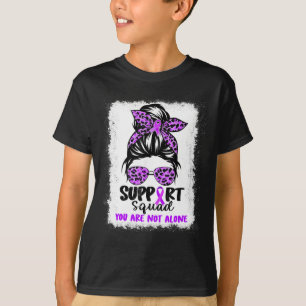 Support Squad Messy Bun Purple Warrior Alzheimer A T-Shirt