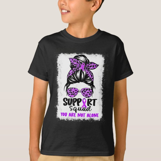 Support Squad Messy Bun Purple Warrior Alzheimer A T-Shirt (Front)