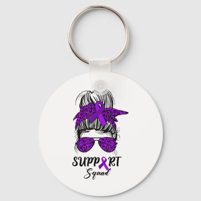 Support Squad Messy Bun Purple Warrior Heimerheime Keychain (Front)
