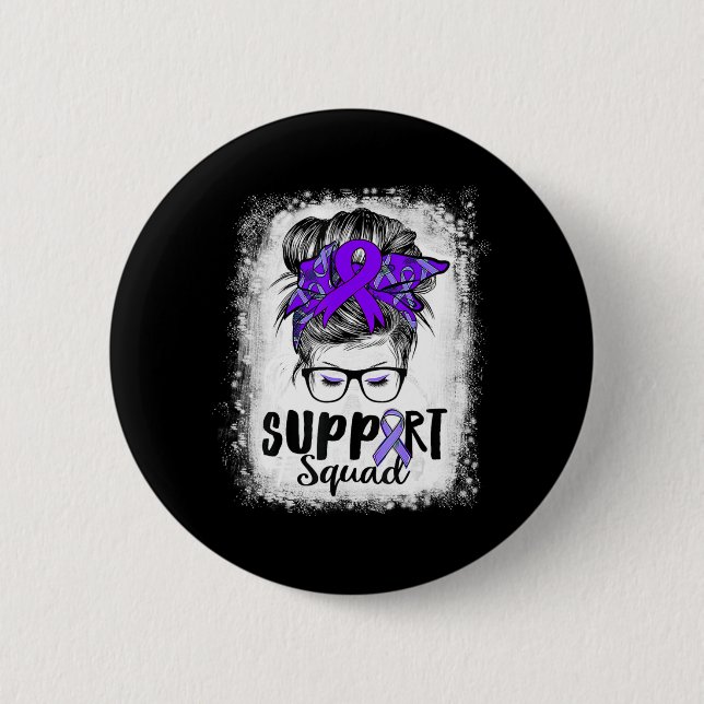 Support Squad Messy Bun Purple Warriorr Epilepsy A 2 Inch Round Button (Front)