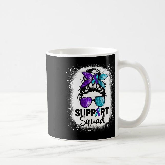 Support Squad Messy Bun Suicide Prevention Awarene Coffee Mug (Right)