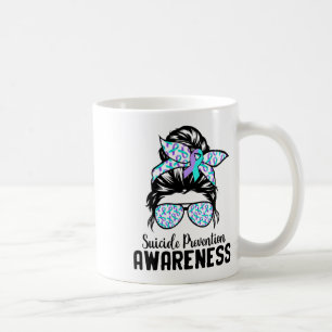 Support Squad Messy Bun Suicide Prevention Awarene Coffee Mug
