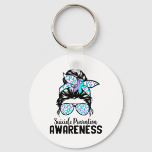 Support Squad Messy Bun Suicide Prevention Awarene Keychain