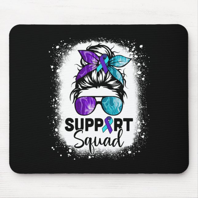 Support Squad Messy Bun Suicide Prevention Awarene Mouse Pad (Front)