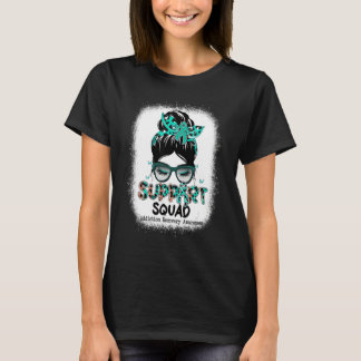 Support Squad Messy Bun Teal Ribbon Addiction Reco T-Shirt