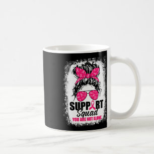 Support Squad Messy Bun Warrior Breast Cancer Awar Coffee Mug