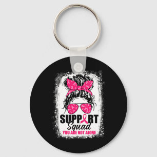 Support Squad Messy Bun Warrior Breast Cancer Awar Keychain