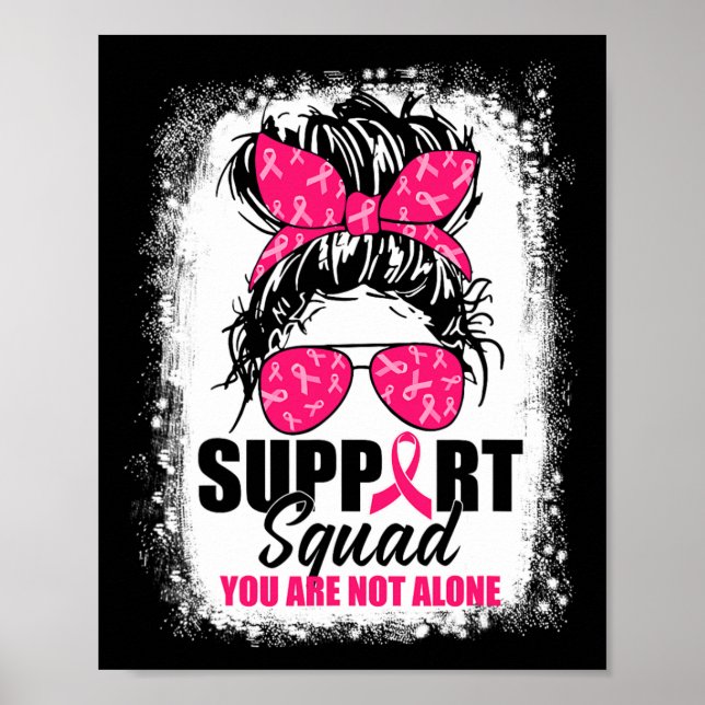 Support Squad Messy Bun Warrior Breast Cancer Awar Poster (Front)