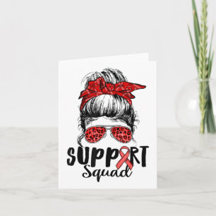 Support Squad Messy Bun Warrior Heart Disease Awar Card