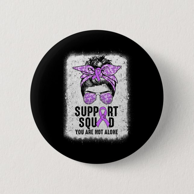 Support Squad Messy Bun Warrior Purple Epilepsy Aw 2 Inch Round Button (Front)