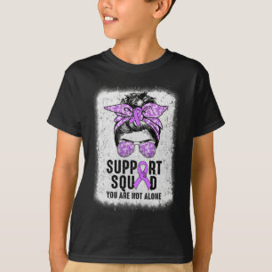 Support Squad Messy Bun Warrior Purple Epilepsy Aw T-Shirt