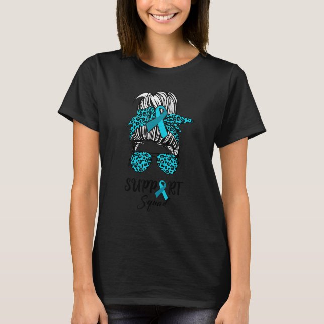 Support Squad Messy Bun Warrior World Scleroderma  T-Shirt (Front)