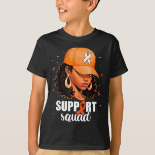 Support Squad Ms Awareness Black Women Orange Ribb T-Shirt
