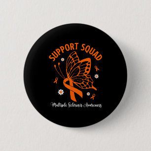 Support squad multiple sclerosis awareness orange 2 inch round button