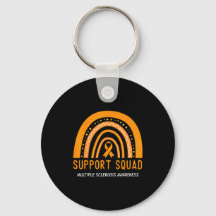 Support Squad Multiple Sclerosis Awareness Ribbon Keychain