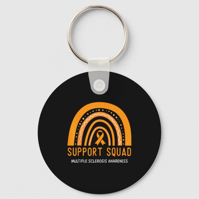 Support Squad Multiple Sclerosis Awareness Ribbon  Keychain (Front)