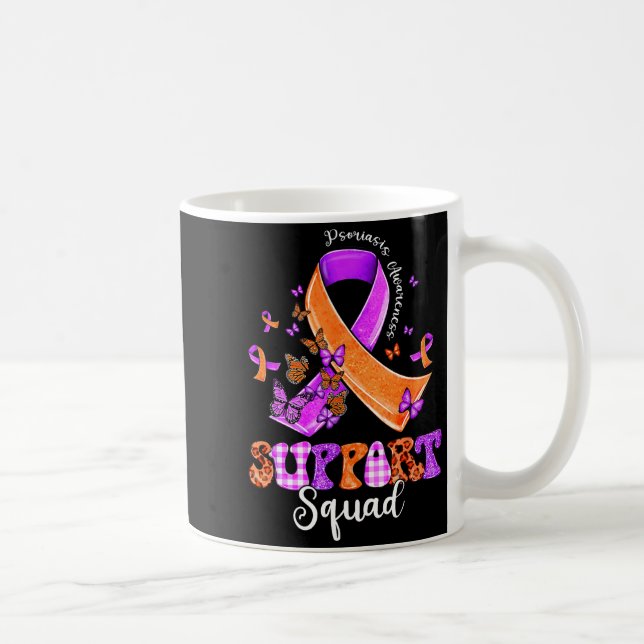 Support Squad Orange Purple Ribbon Psoriasis Aware Coffee Mug (Right)