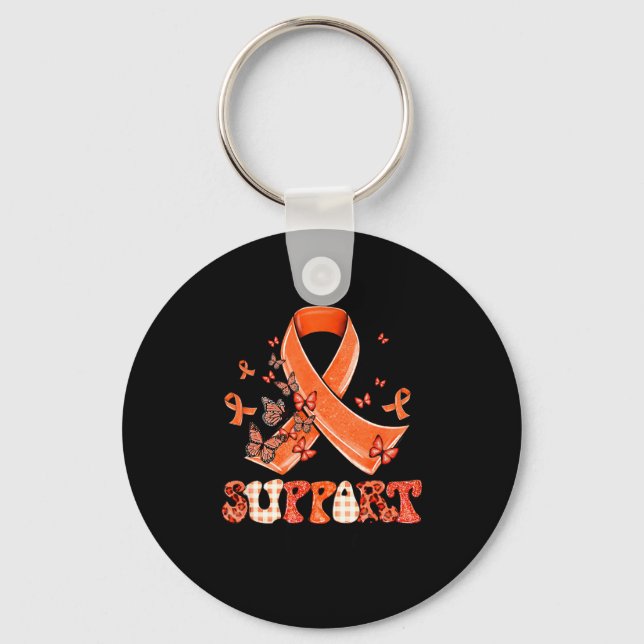 Support Squad Orange Ribbon Butterfly Multiple Scl Keychain (Front)