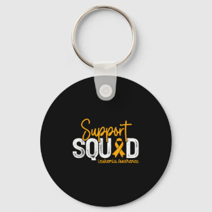 Support Squad Orange Ribbon Cancer Leukaemia Aware Keychain