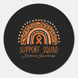 Support Squad Orange Ribbon Leukaemia Blood Cancer Classic Round Sticker