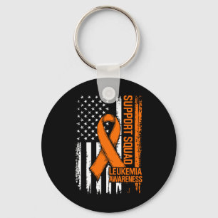 Support Squad Orange Ribbon Leukaemia Blood Cancer Keychain