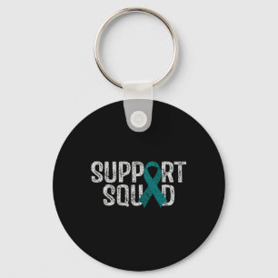 Support Squad Ovarian Cancer Awareness Comfort Col Keychain
