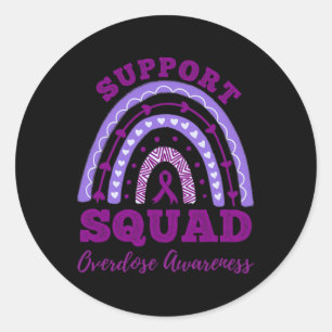 Support Squad Overdose Awareness Rainbow 1  Classic Round Sticker
